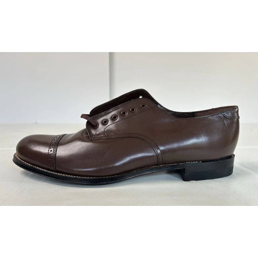 NWOB Stacy Adams Classic Madison Brown Leather Cap Toe Oxford Shoes USA Men's 10